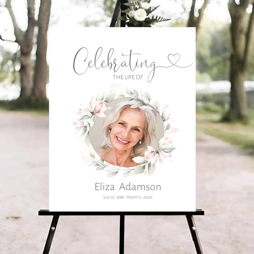 Dusty Pink Funeral Welcome Sign, Celebration of Life Welcome Sign, Memorial Sign, in Loving Memory Sign, Celebration of Life Funeral Sign, Celebration of Life Sign, Memorial Sign with Photo #W1 - color: Version #2