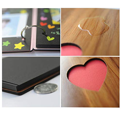 Scrapbook Album, Scrapbook Wooden Photo Album Guest Book DIY Memories Book with 30 Black Pages Present for Christmas Valentines Anniversary Mother's Day Birthday Gift