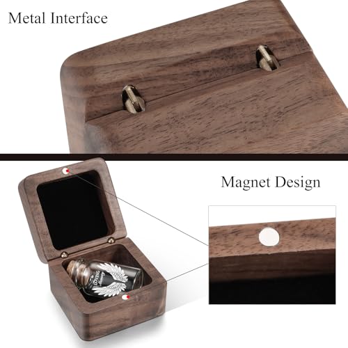 SOITIS Wooden Box for Ashes - Small Glass Urn for Human Ashes Keepsake, Mini Urns for Ashes Cremation Holder, Funeral Keepsake for Women Men-White Wings Urn - size: White