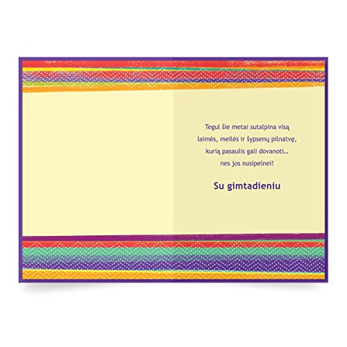 Designer Greetings Lithuanian Language Happy Birthday Cards 6 Pack | Boxed Card Set, Matching Envelopes - style: 6 PK Lithuanian Birthday - Šakotis