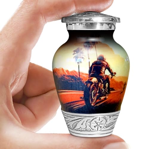 Motorcycle Urn for Human Ashes | Biker Memorial Cremation Urn | Small Keepsake Handcrafted Urn for Men and Women - color: Motorbike, size: Small