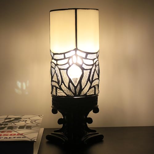 Small Tiffany Table Lamp Mini Stained Glass Desk Lamp White Bending Style - color: White Bending Style