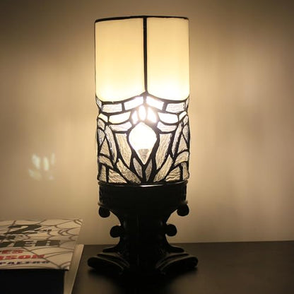 Small Tiffany Table Lamp Mini Stained Glass Desk Lamp White Bending Style - color: White Bending Style