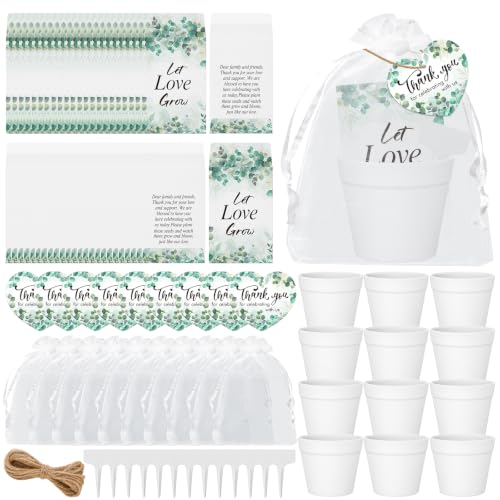 Cinrobiye 50 Sets Let Love Grow Wedding Favors for Guests Seed Packet Bags (Seed Not Include) with Tags & Labels Flowerpot for Bridal Shower Party Favors Bulk Wedding Souvenirs for Guests(Greenery) - color: Greenery