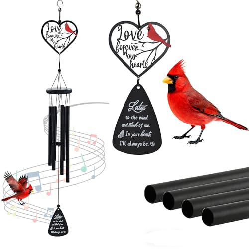 Memorial Wind Chimes for Loss of Loved One, Cardinal Design,Sympathy Bereavement Gift (Memorial Love) - color: Memorial Love