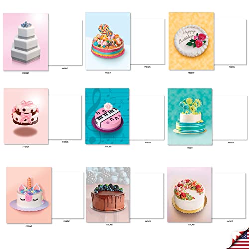 The Best Card Company - 36 Assorted Blank Notecards Bulk Box Set 4 x 5.12 Inch with Envelopes (36 Designs, 1 Each) Friendship Birthday Card Variety Pack - Cakes for All Seasons AM7074OCB-B1x36 - style: Cakes for All Seasons