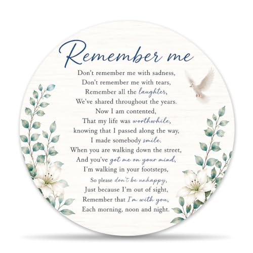 Sympathy Gifts for Loss of Loved One, Greenery Memorial Wooden Plaque for Home Office Desk Wall Decor, 8 Inch Condolence Gift for Men Women Friends Coworkers -C02 - color: Green Remember Me