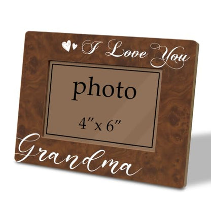 I Love You Grandma Picture Frame, Grandmother Birthday Gift From Grandchild, Tabletop Display Home Decoration, Grandma Gifts Wooden Photo Frame Fitting a 4x6 Inch Photo - color: I Love You Grandma