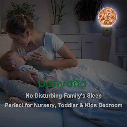 Pizza Night Light Fast Food Sausage Pizza Cheese Plug-in Night Lights with Dusk-to-Dawn Sensor for Bedroom, Bathroom and Living Room 0.5W Sleep Friendly for Women/Girls/Boys Gift - color: Pizza Fast Food
