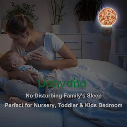 Pizza Night Light Fast Food Sausage Pizza Cheese Plug-in Night Lights with Dusk-to-Dawn Sensor for Bedroom, Bathroom and Living Room 0.5W Sleep Friendly for Women/Girls/Boys Gift - color: Pizza Fast Food