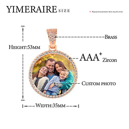 YIMERAIRE Customized Picture Necklace Personalized Circle Chain - color: 01 Circle Pendant(Rose Gold)+Rope Chain 0171