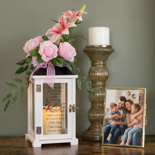 Memorial Lantern with Lily Rose Flower, Sympathy Gift for Loss of Mother Father, Bereavement Condolence Gift for Loss of Loved One - color: Those We Love Don't Go Away/Pink