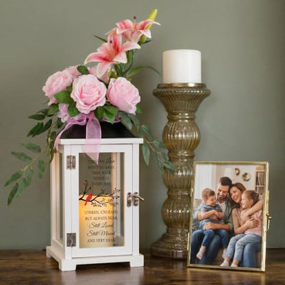 Memorial Lantern with Lily Rose Flower, Sympathy Gift for Loss of Mother Father, Bereavement Condolence Gift for Loss of Loved One - color: Those We Love Don't Go Away/Pink