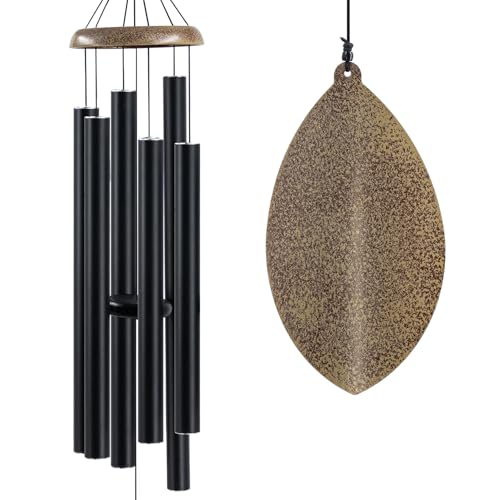 Wind Chimes Outside Deep Tone, 45 in Large WindChimes | 6 Heavy Tubes, Large Deep Tone Wind Chime Outdoor for Garden Hanging Décor,Sympathy Gifts, Black - color: 45“black