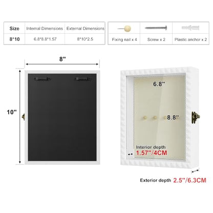 SZQINJI Shadow Box Frame 8x10 Deep Diamond Shape Door Display Cases, White - color: White, size: 8x10
