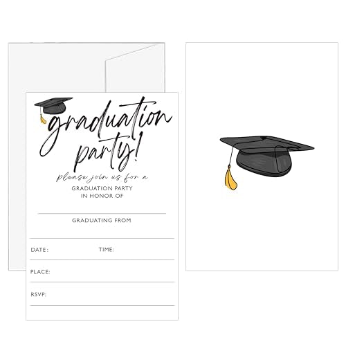 DETIHO Graduation Party Invitations 2026, Minimalism Graduate Celebration | Invites with Envelopes | 20 Pack Grad Announcement Cards - G09 - style: Minimalism Invitations
