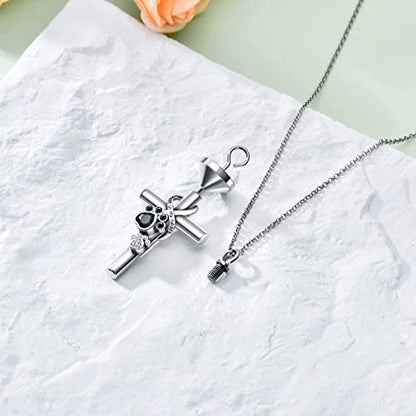 Cross Urn Necklace for Ashes 925 Sterling Silver Cremation Jewelry with Funnel Filler Kit Ashes Necklace for Human Women Girl Pets - color: D_Paw Print Urn Necklace, style: Personalized