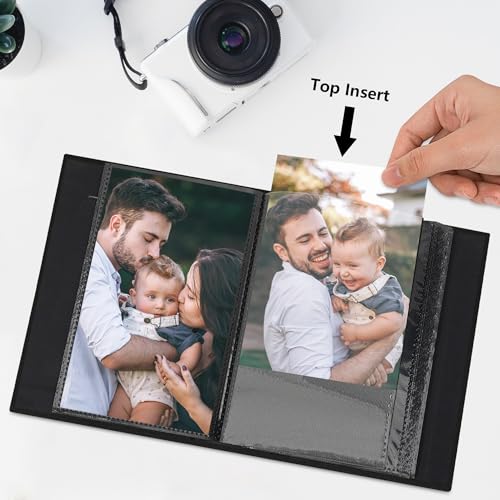 Small 4x6 Photo Album 24 Pockets Linen Cover Black 2 Pack - color: Black, size: 24 Pockets 2 Pack