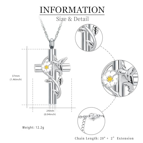 shajwo Hummingbird Urn Necklaces for Ashes - color: Cross-Gold