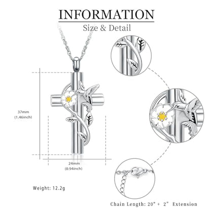 shajwo Hummingbird Urn Necklaces for Ashes - color: Cross-Gold