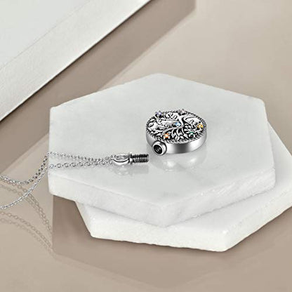 Sterling Silver Tree of Life Urn Necklace for Ashes Owl Necklace Pendant Charm for Women Memorial Gifts Keepsake Always in My Heart Memory Necklace Jewelry - style: tree of life pendant with owl