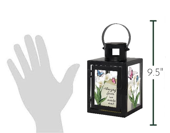 Indoor/Outdoor Memorial Lantern with Candle (Amazing Grace) - color: Amazing Grace