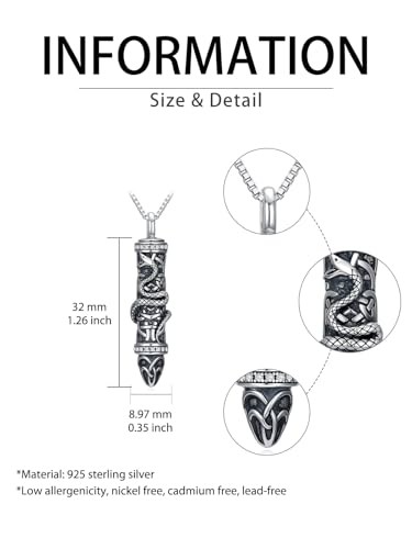 JKR Keepsake Urn Necklace for Ashes Cremation Jewelry Memorial Gift - style: 7-Bullet-Snake