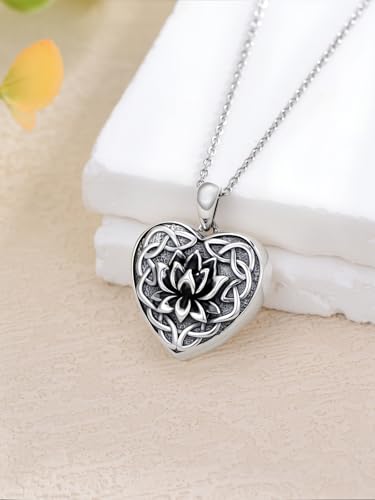 Dorunmo Locket Necklace 925 Sterling Silver Pictures Photo Keep Someone Near to You Custom Lockets Mother's Day Jewelry Personalized Photo Locket Gifts - color: C-Lotus-Celtic, style: Locket Only
