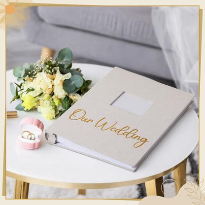 Harloon 400 Pockets Personalized Wedding Photo Album for 4 x 6 In Pictures Our Wedding Photo Album Book with Front Window Linen Cover for Bridal Weddings Gift Family Memory Photos Anniversary Keepsake - style: Our Wedding