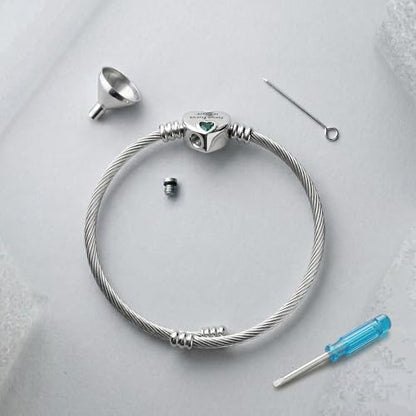 YOUFENG Urn Bracelet for Human Ashes Birthstone Cremation Adjustable Bracelets Stainless Steel Keepsake Cuff Bangle Jewelry for Men Women