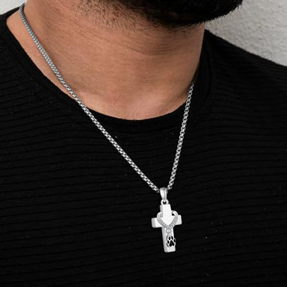 Customized Urn Necklaces for Ashes for Men Women 925 Sterling Silver Cross Necklace for Human Pets Ashes Cremation Memorial Jewelry for Keepsake - style: Cross Paw Urn(customized)