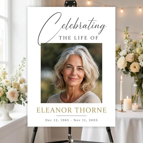 Custom Celebration of Life Welcome Sign with Photo for Memorial Funeral #25 | Personalized Minimalist In Loving Memory yard sign. Weather-resistant corrugated plastic decor. Add custom photo, name, dates - color: Sign 30