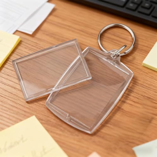 Acrylic Photo Frame Keyring, 20 Clear Picture Keychain Holder with Split Ring, Photo Insert Keychains Holder for Custom Frame, DIY Crafts, Personalized Gifts, Artworks 1.26 * 1.8 Inch