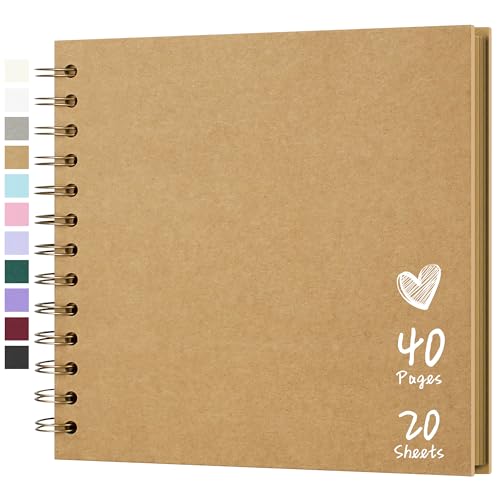 Scrapbook 7x7 Inch DIY Scrapbook Album Hardcover Kraft Paper Scrap Book Photo Albums 40 Pages Perfect for 4x6 / 5x7 Photos Memory Book for Family, Wedding - color: Yellow, size: 7"x7" 20 Sheets