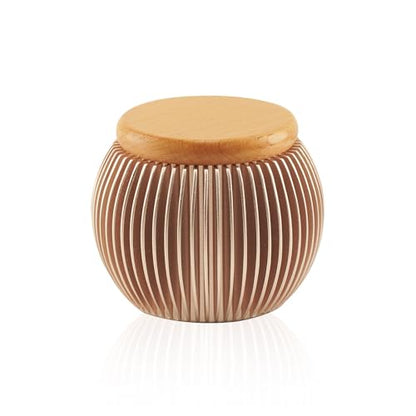 Small Urns for Human Ashes Keepsake, Spherical Aluminum Mini Urn with Beech Wood Lid for Human or Pet Cremains, Mini Memorial Keepsake with Secure Screw Lid (Gold)