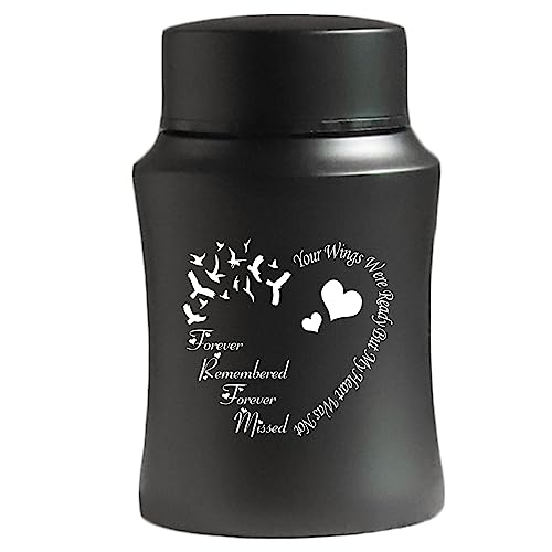 4.5 Inches Small Urn for Human Ashes Small Keepsake Urn Heart Pattern Memorial Ashes ContainerStainless Steel Mini Cremation Urn - size: Heart-Black