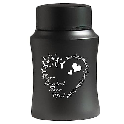 4.5 Inches Small Urn for Human Ashes Small Keepsake Urn Heart Pattern Memorial Ashes ContainerStainless Steel Mini Cremation Urn - size: Heart-Black