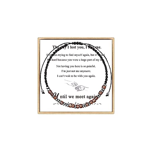 Hug from Heaven Morse Code Bracelet - Until We Meet Again, Black Hematite Beads for Men and Women - color: Until we meet again(Brown)