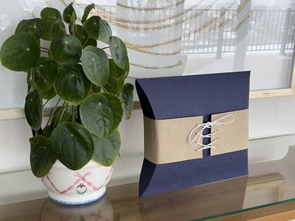 Biodegradable & Water Soluble Pillow Urn for Human + Pet Ashes | Eco-Friendly Memorial (200 cu in) - Navy Blue & Beige