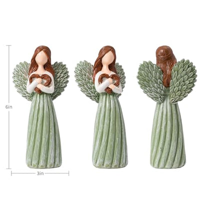 Remembrance Angel Figurines,Sympathy Gifts for Loss of Loved One,Grief Gifts for Women,Memorial Gifts to Hold Each One Safely in Your Heart,Hand-Painted Figurine.Life was a willow branch heart. - color: Green