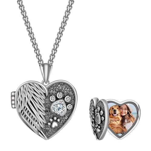 925 Sterling Silver Pictures Locket Necklace for Women Men - color: Black plated 10