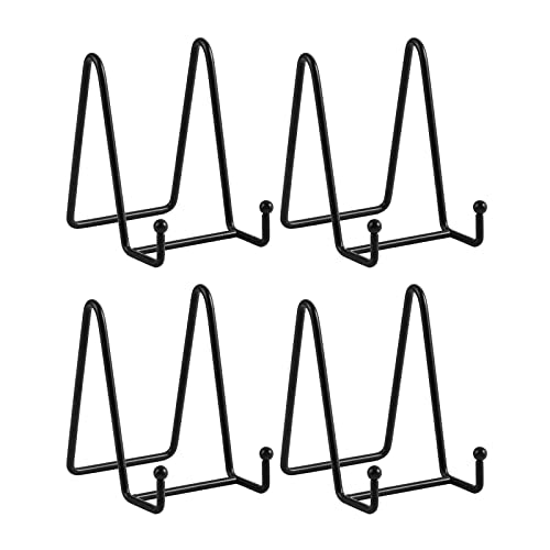 LIONWEI LIONWELI Plate Display Stand Easel Holders - 4.5" Tabletop Metal Stands for Decorative Plates, Photos & Picture Frames - Black, 4-Pack - size: 4.5 inch (4 pieces)