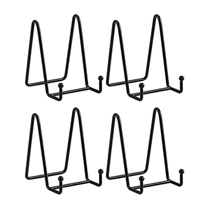 LIONWEI LIONWELI Plate Display Stand Easel Holders - 4.5" Tabletop Metal Stands for Decorative Plates, Photos & Picture Frames - Black, 4-Pack - size: 4.5 inch (4 pieces)