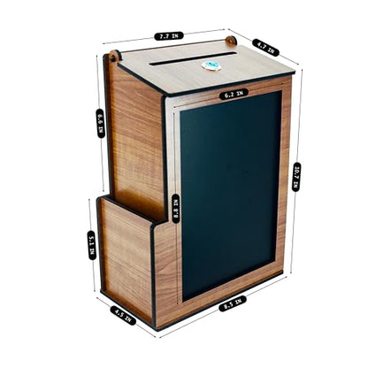 SHUMEI Wooden Suggestion Box with Lock, Donation and Tip Box for Events