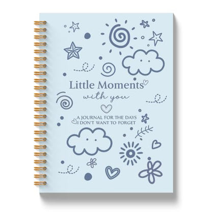 New Mom Gifts Baby Memory Book Spiral Notebook 5.5x8.3in | Baby Shower Gifts for Boys, Baby Keepsake Notebooks for Mom Dad Parents, Little Moments with You Journal Notebook - color: Little Moments