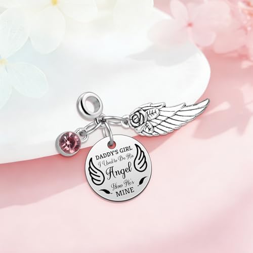 Heigebi Memorial Gifts for Loss of Dad Dangle Charms for Bracelets Necklace In Memory of Daddy Remembrance Keepsake Jewelry for Daughter Son Loss of Father Sympathy Bereavement Gifts