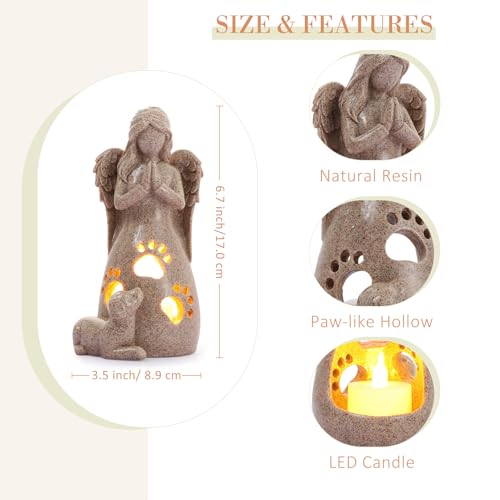 BEARAE Dog Memorial Gifts for Loss of Dogs, Pet Loss Sympathy Gifts, Dog Passing Away Bereavement Gift, Remembrance Grieving Dogs Angel Candle Holder - color: Grey #2