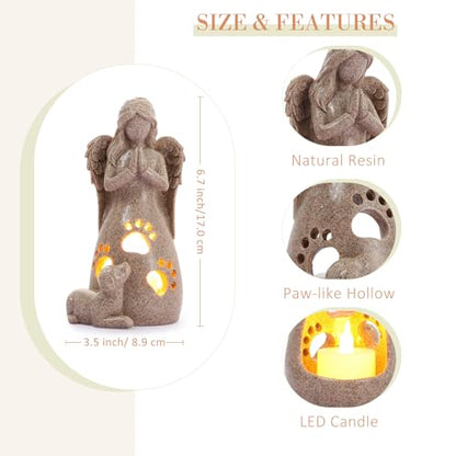 BEARAE Dog Memorial Gifts for Loss of Dogs, Pet Loss Sympathy Gifts, Dog Passing Away Bereavement Gift, Remembrance Grieving Dogs Angel Candle Holder - color: Grey #2
