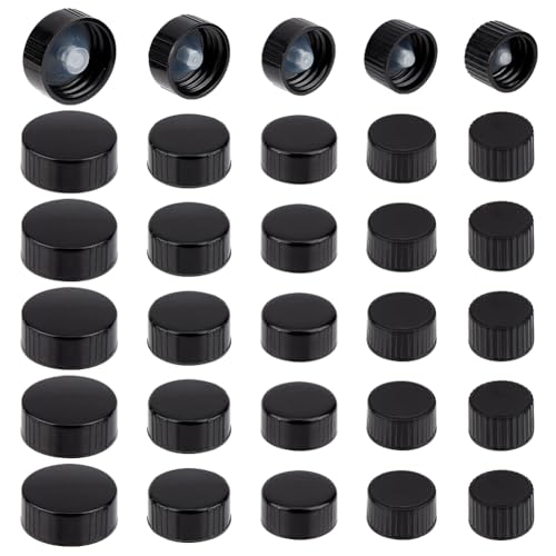 OLYCRAFT 30Pcs 16.5/18/20/22/26mm Phenolic Resin Cover Black Resin Bottle Caps Poly Seal Screw Caps Bottle Jug Storage Cap Lids Replacement Caps for Daily Food Cosmetics Bottles