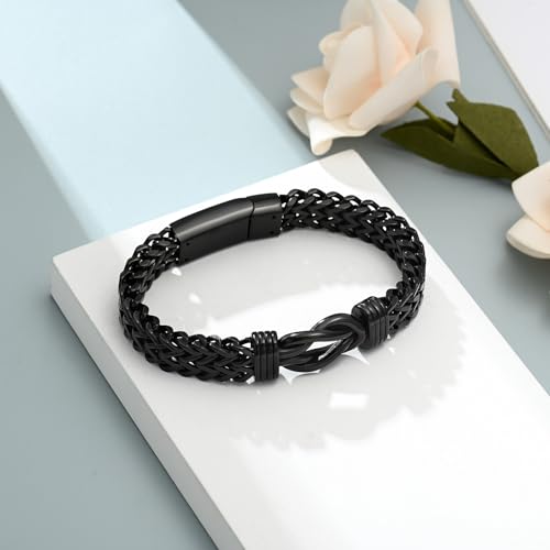 Imrsanl Cremation Jewelry Urn Bracelet for Ashes for Men Stainless Steel Cuban Link Ashes Bracelet Keepsake Memorial Ash Holder - color: Black-24cm/9.44inch